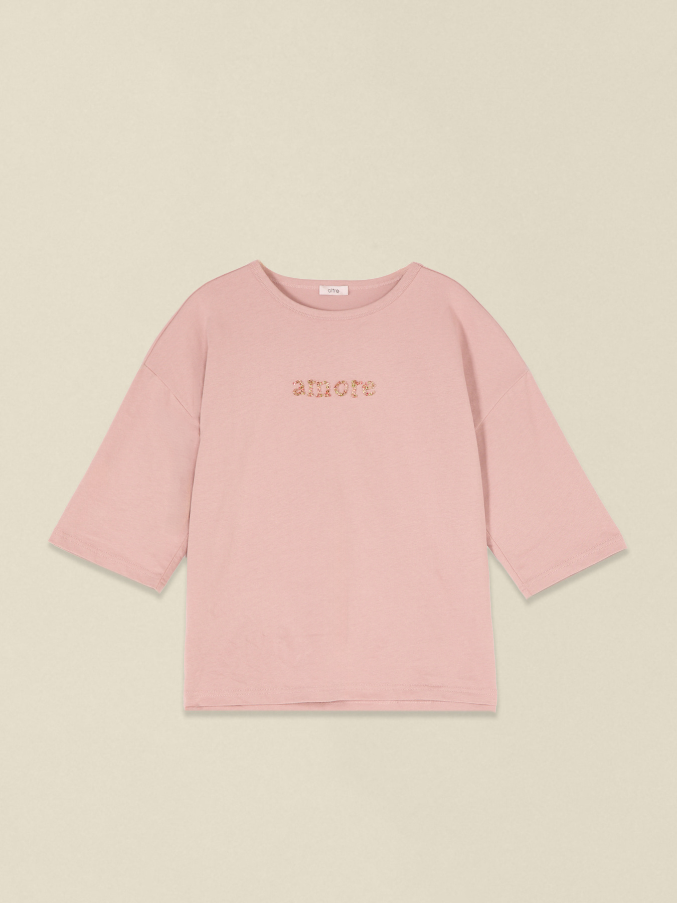 Cotton t-shirt with lettering embroidery image number 3