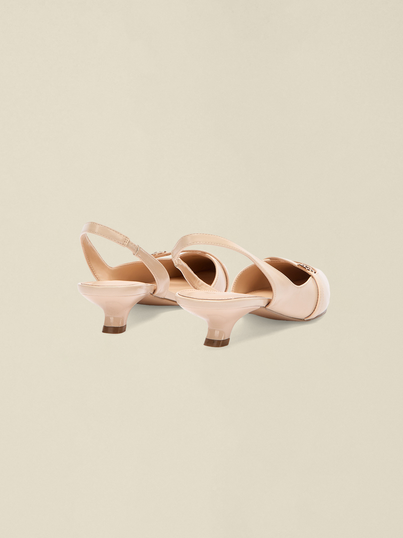 Pantofi decupați slingback cu v&acirc;rf ascuțit și toc kitten image number 2