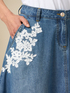 Denim long skirt with embroidery image number 2