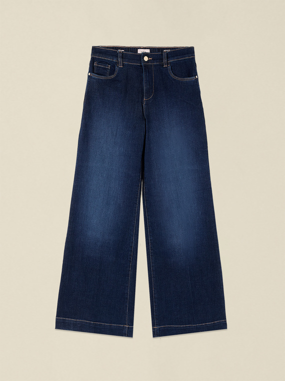 Dark wash wide leg jeans