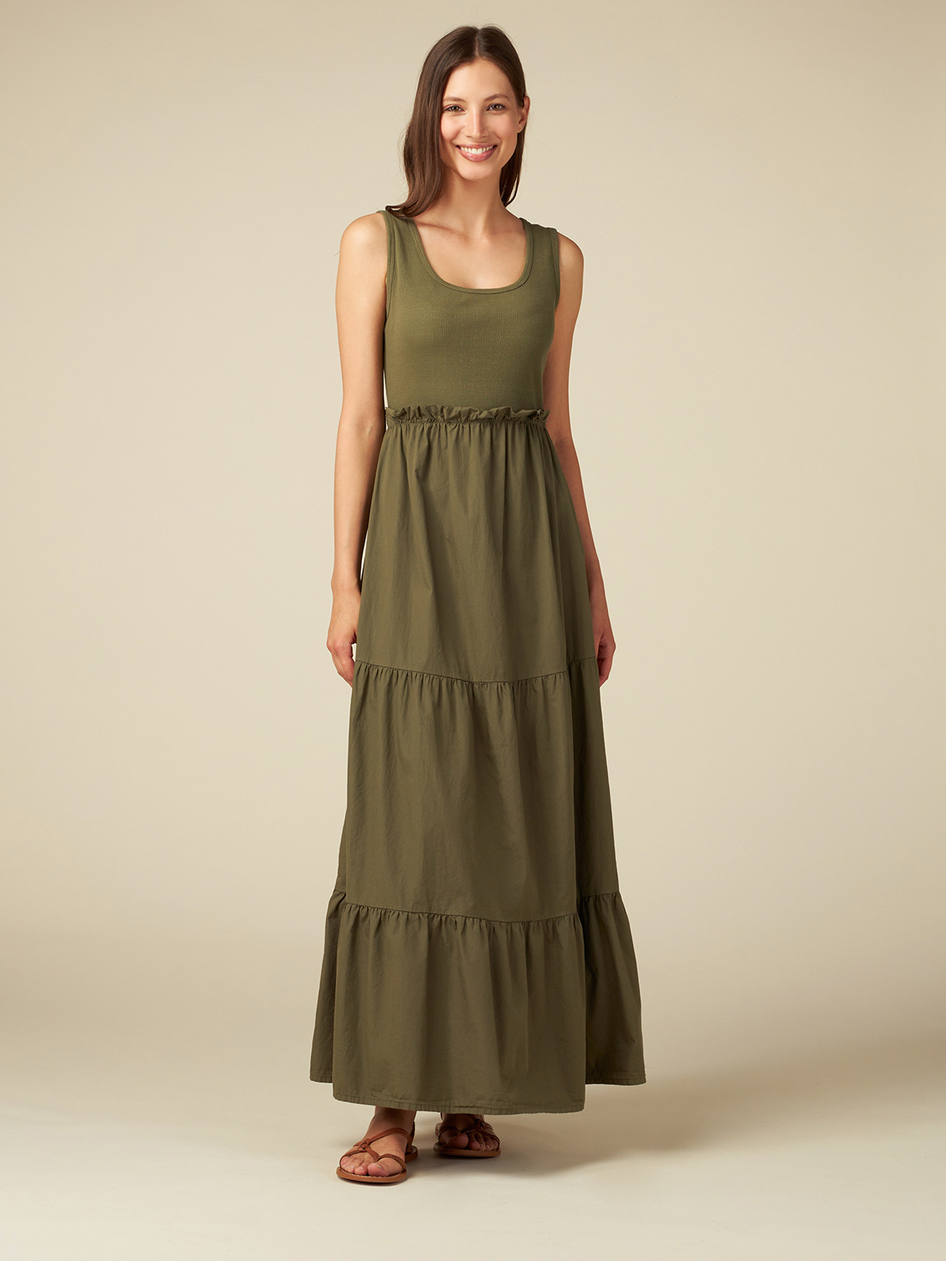 Long dual fabric dress image number 2