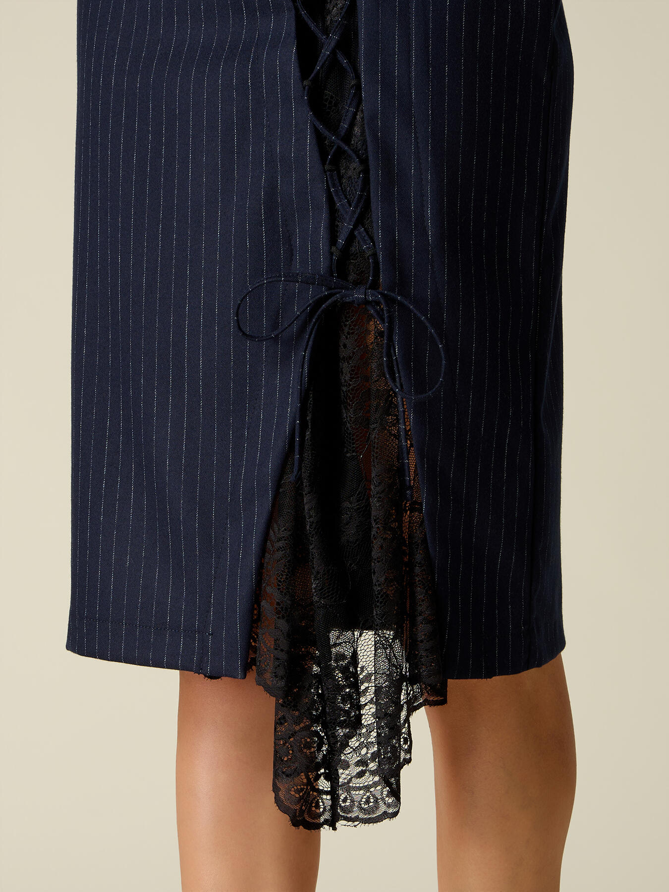Pencil skirt with lace insert image number 2