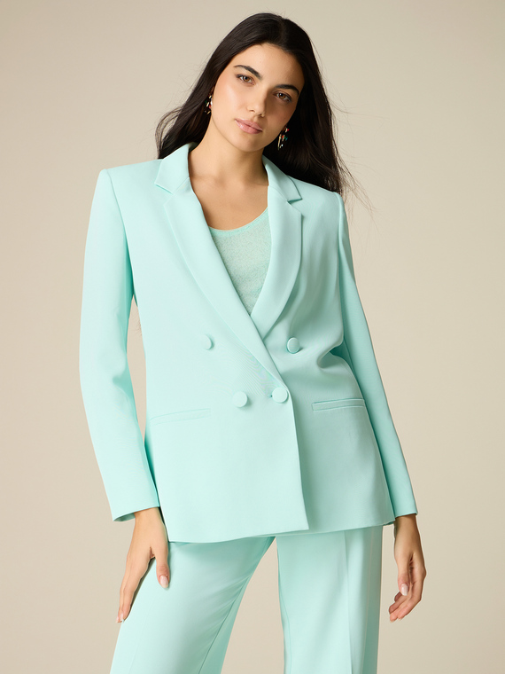 Blazer crois&eacute; en tissu cr&ecirc;pe