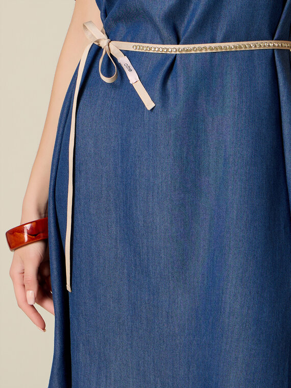 Ceinture fine en gros-grain avec pierres
