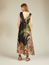 Langes Kleid aus gemustertem Satin image number 1