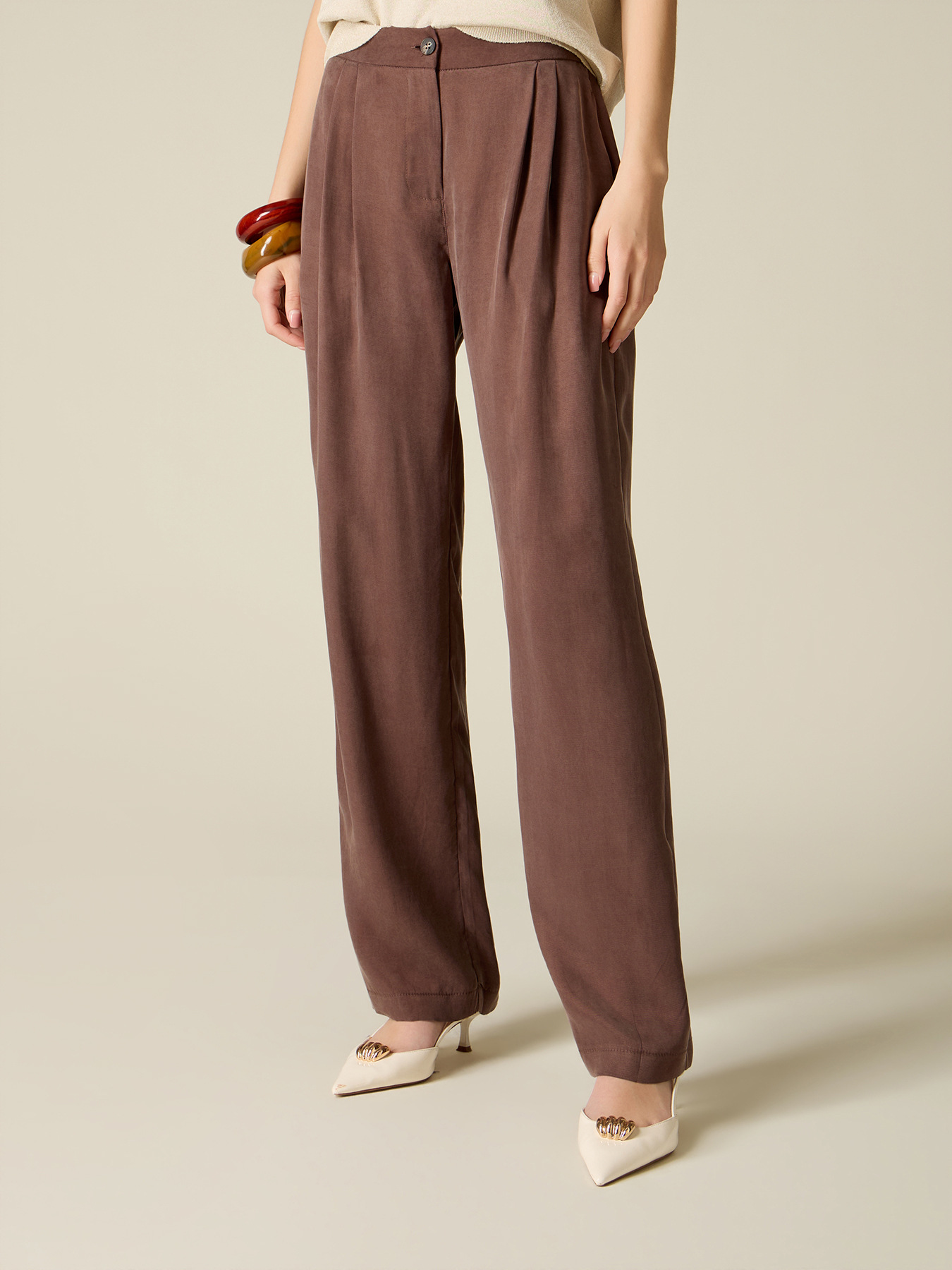 Pantalones palazzo de lyocell image number 3