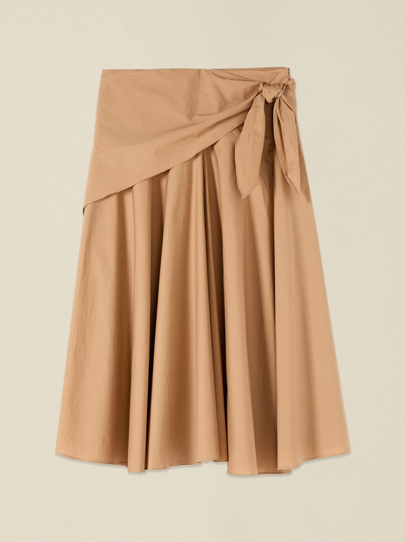 A-line poplin skirt with knot