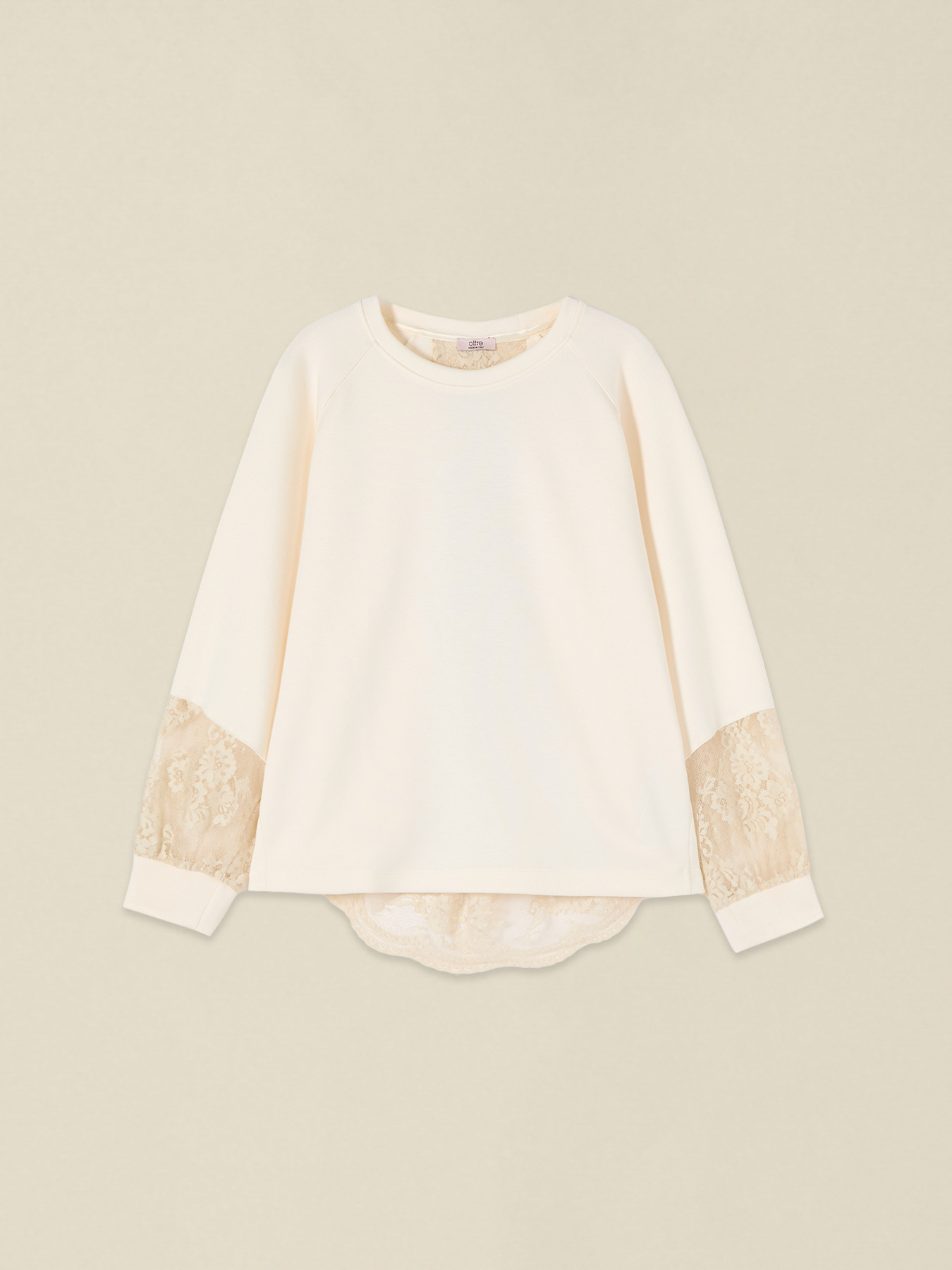 Sweat-shirt avec inserts en dentelle transparente image number 3