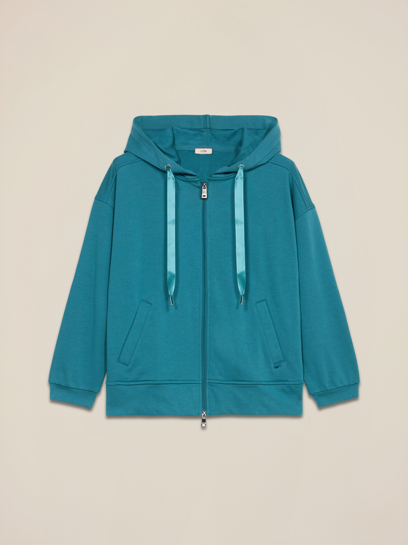 Felpa misto cotone con cappuccio e zip image number 3