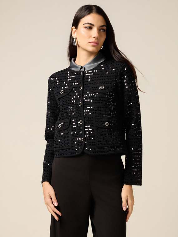 Boxy cardigan with sequins