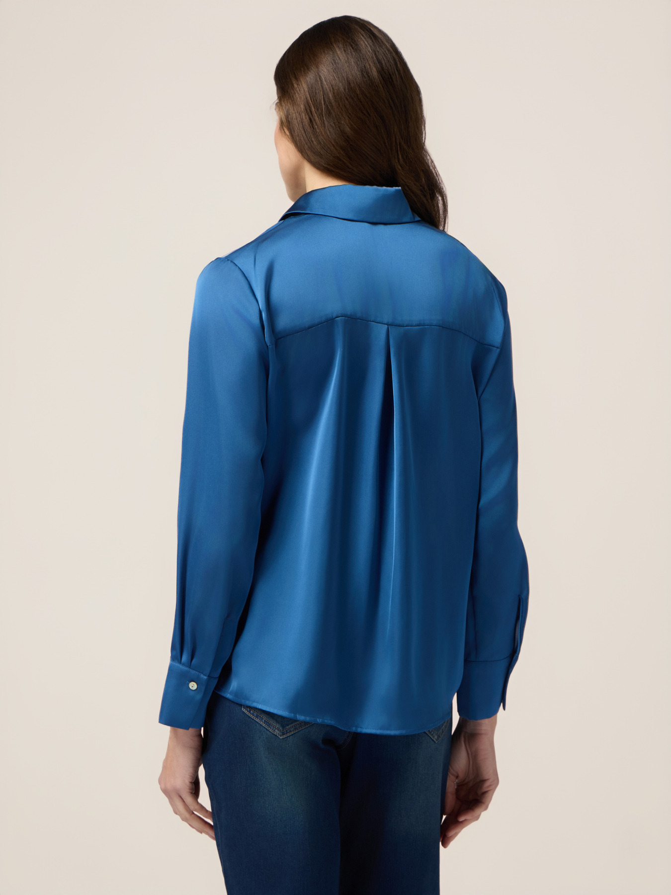 Solid color satin shirt image number 1