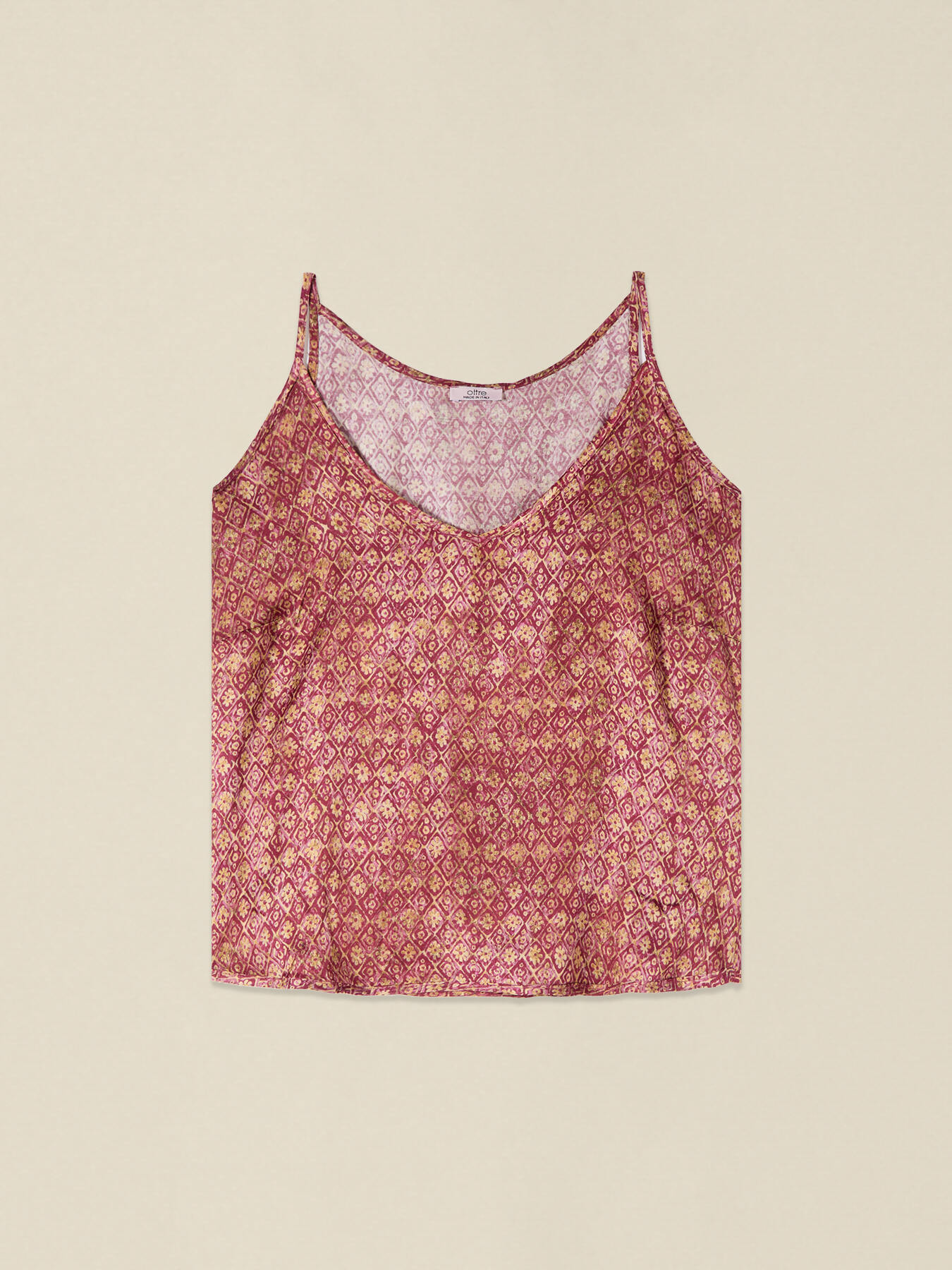 Patterned viscose satin top image number 3