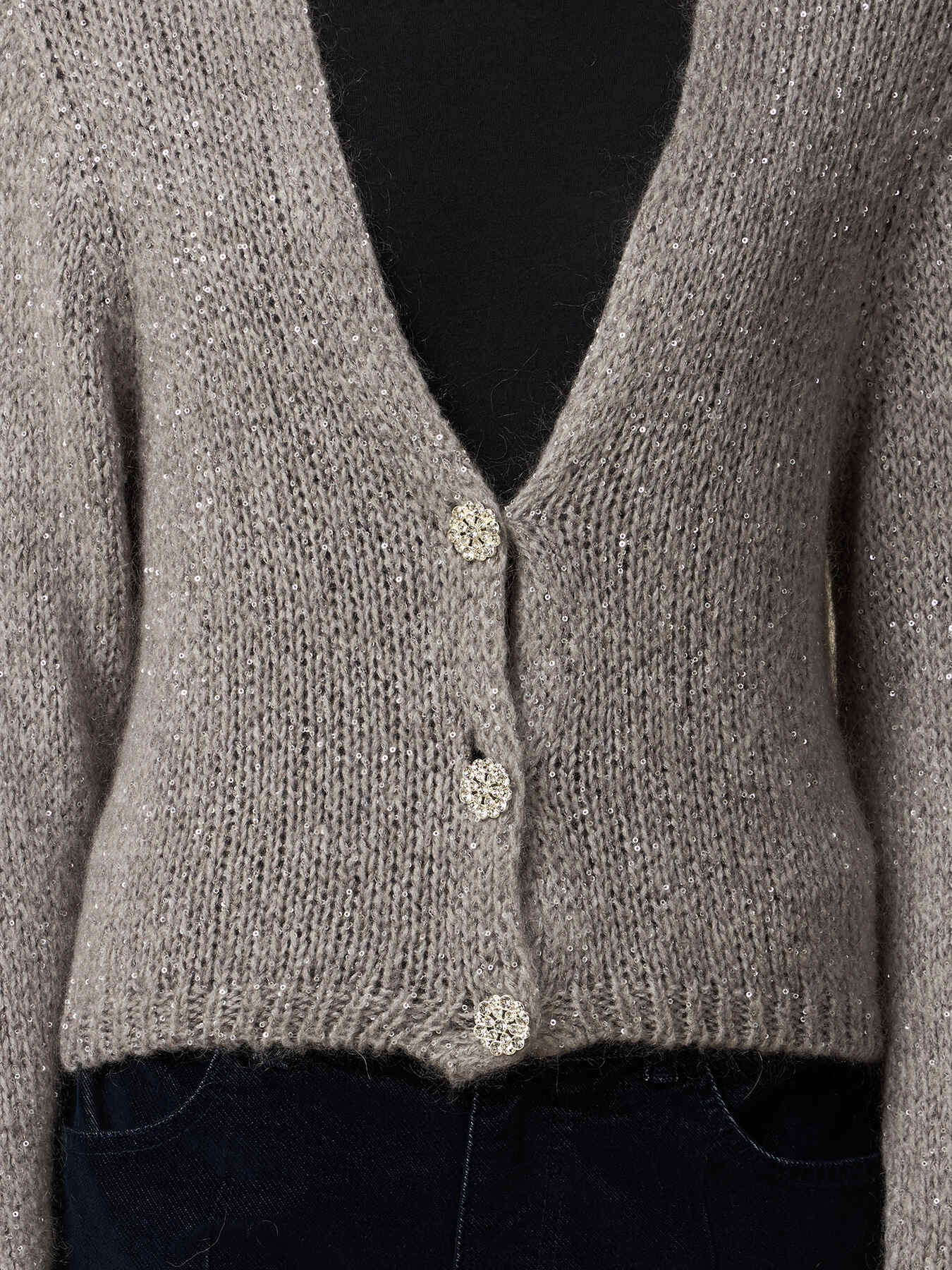 C&aacute;rdigan de mezcla de mohair con botones joya image number 2