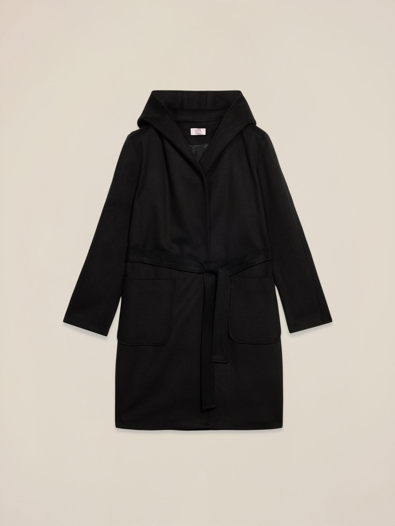 Hooded coat with belt image number 3