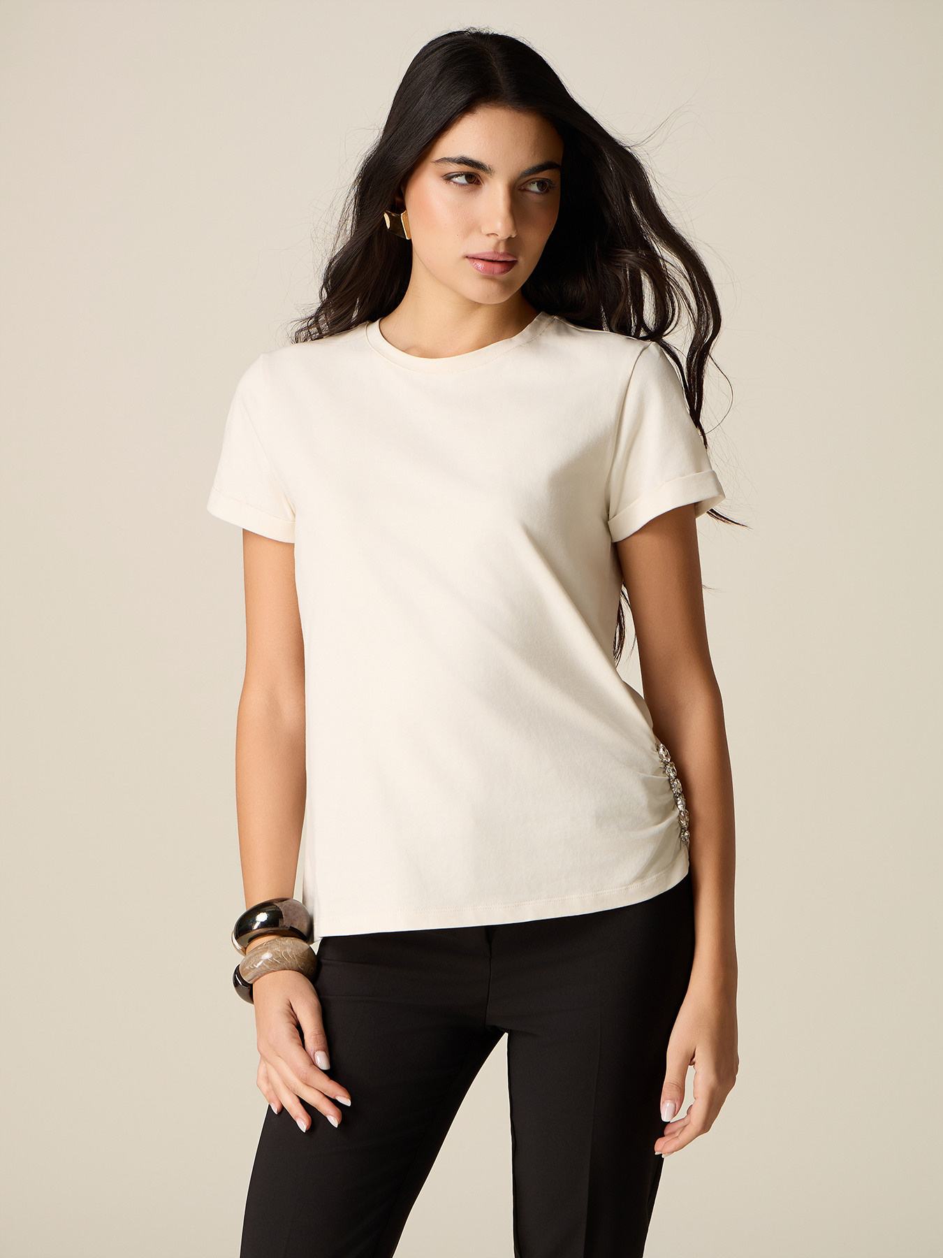 T-shirt with jewel detail image number 0