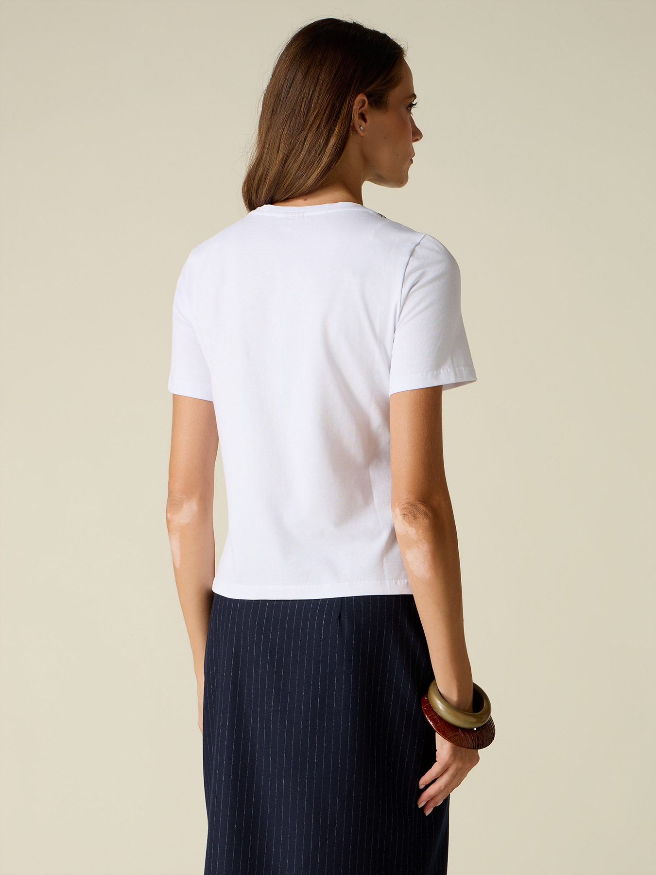 T-shirt en coton avec broderie bijou image number 1