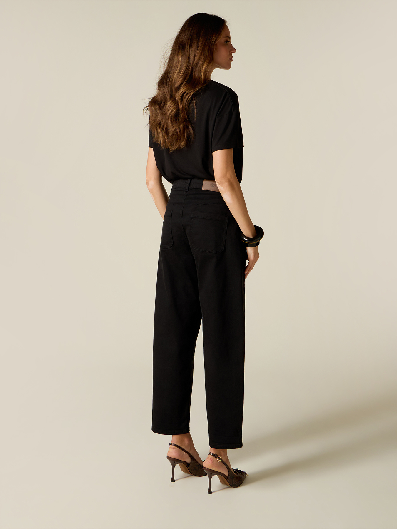 Pantaloni barrel misto cotone e lyocell image number 1