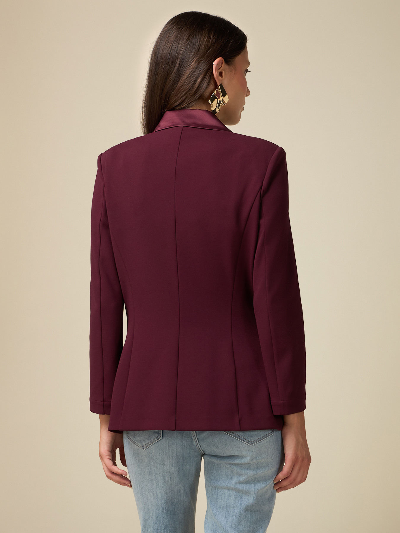 Zweireihiger Blazer mit Details aus Satin image number 1