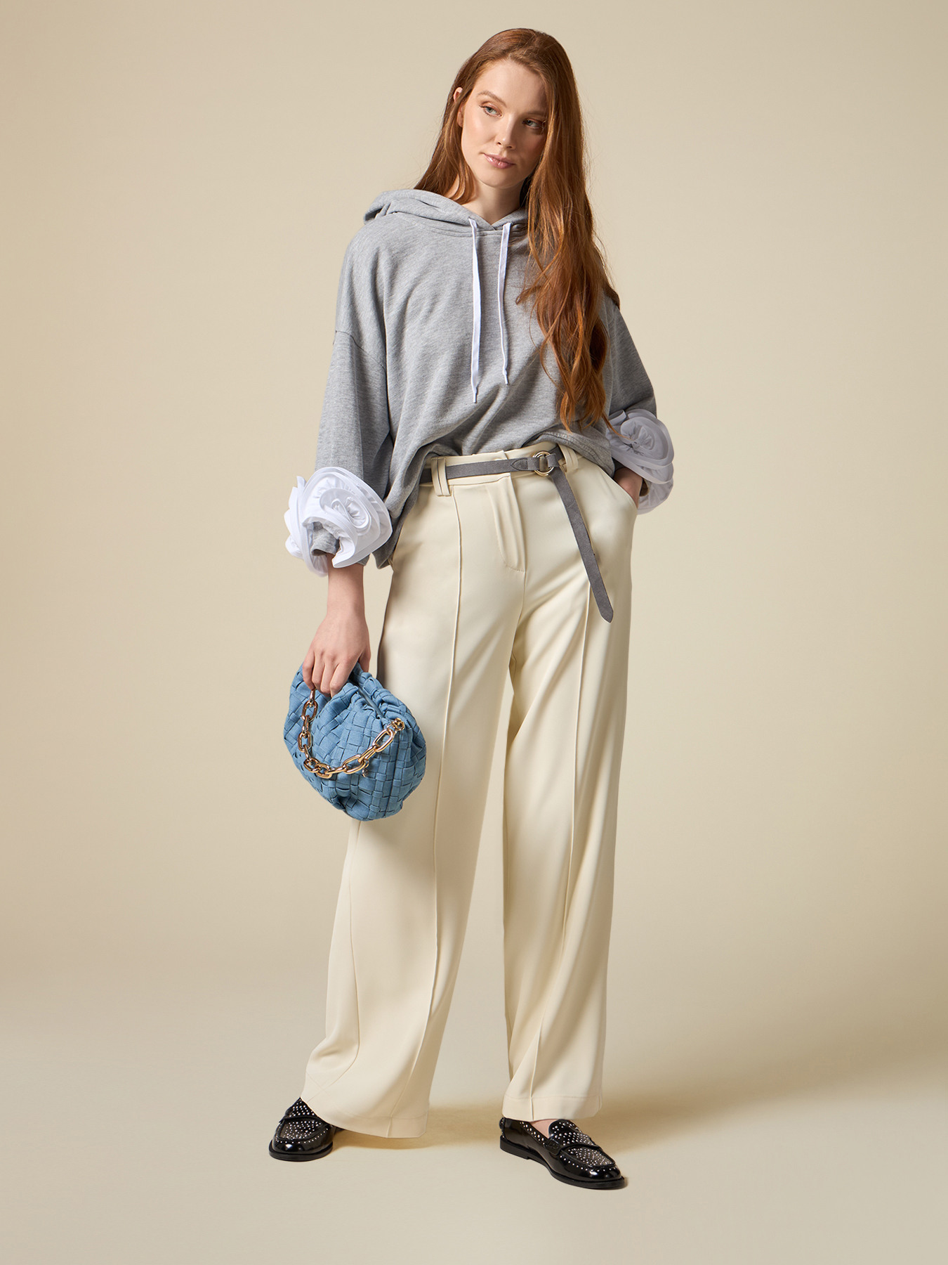 wide leg cady trousers image number 0