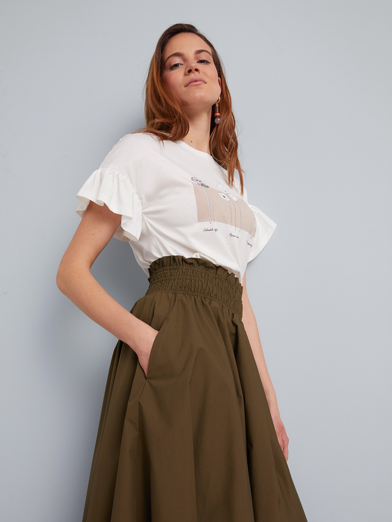 Gonna lunga in popeline di cotone image number 2