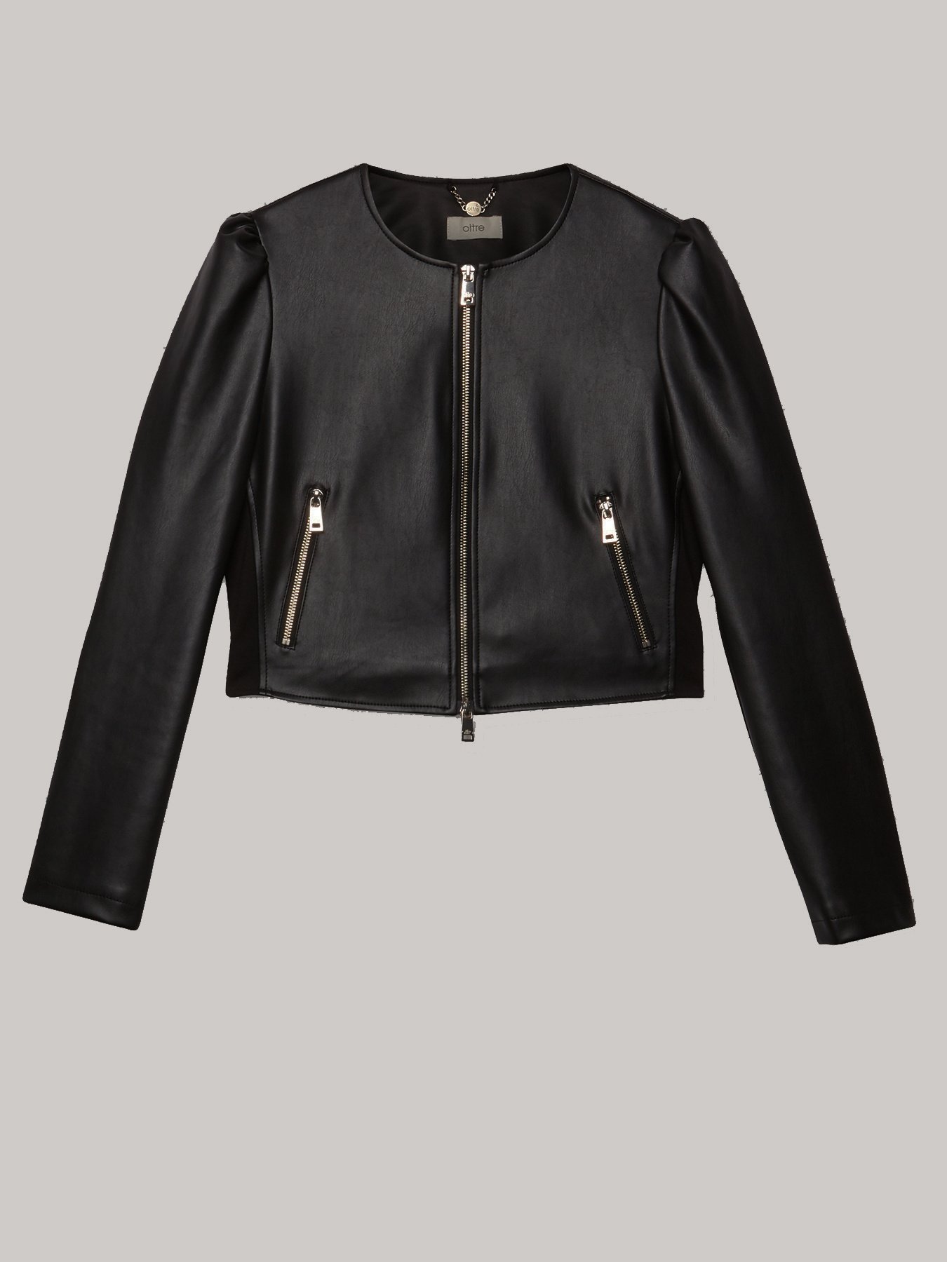 Leather-effect jacket with puff sleeves image number 3