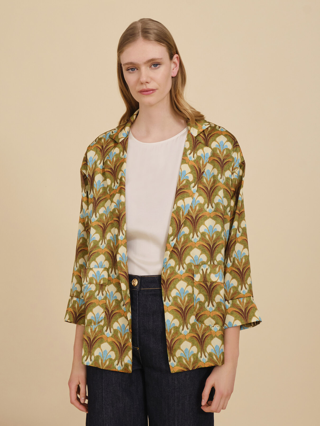 Chaqueta vaporosa con estampado image number 0