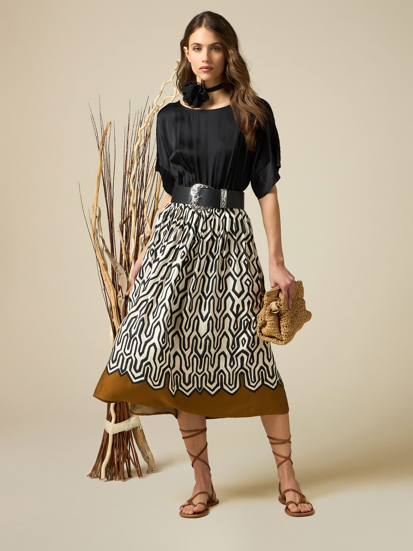 Vestido con falda &eacute;tnica image number 3