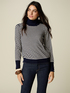 Rollkragenpullover mit Streifenmuster aus Cashmere-Mix mit Juwelenkn&ouml;pfen image number 0
