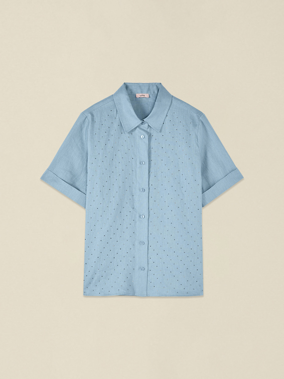 Camicia in lino con cristalli