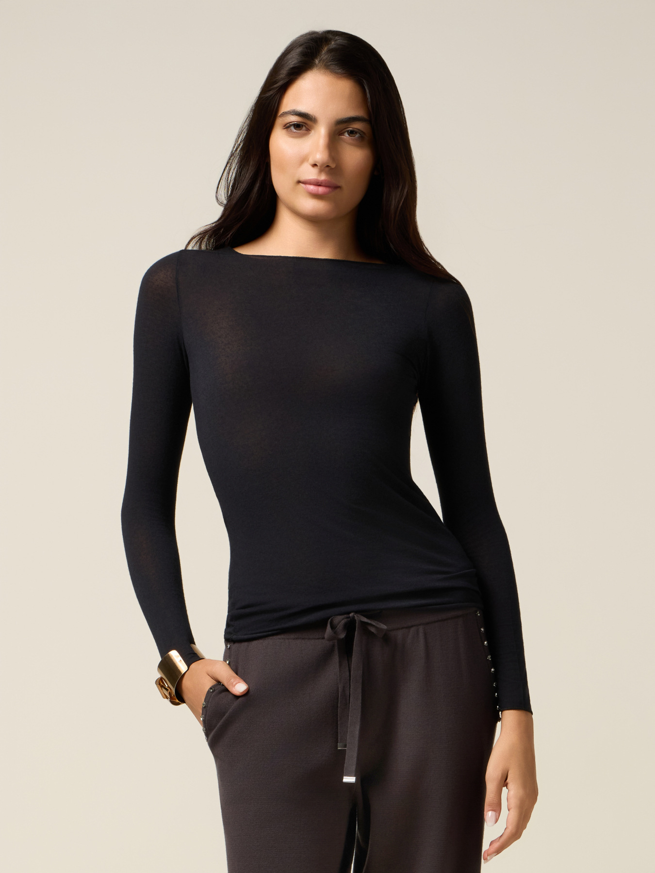 Cotton and cashmere blend T-shirt image number 0