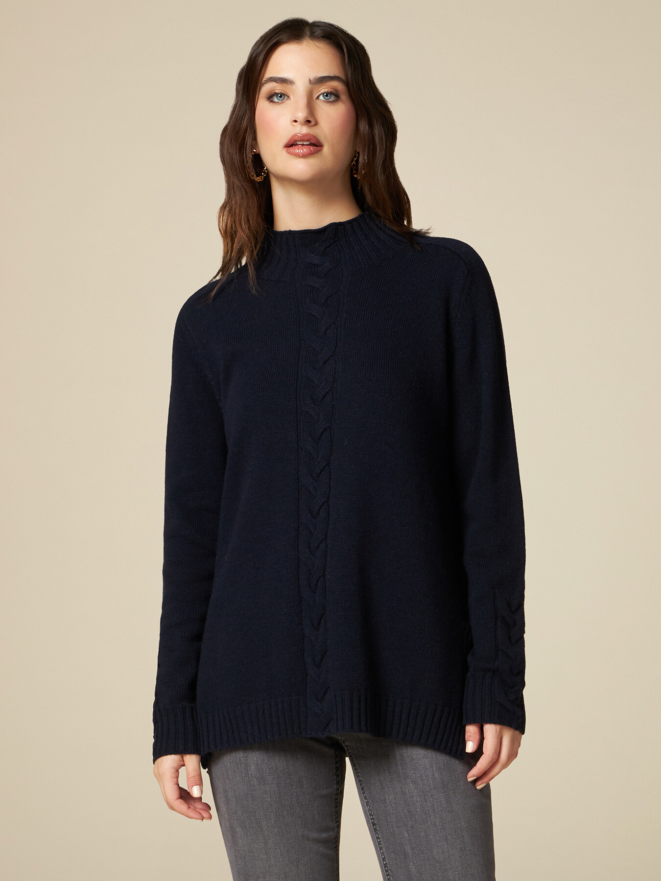 Dolcevita misto cashmere con treccia image number 0