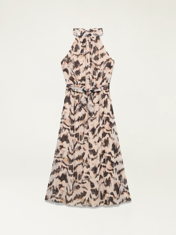 Langes Kleid mit marmorisiertem Muster
