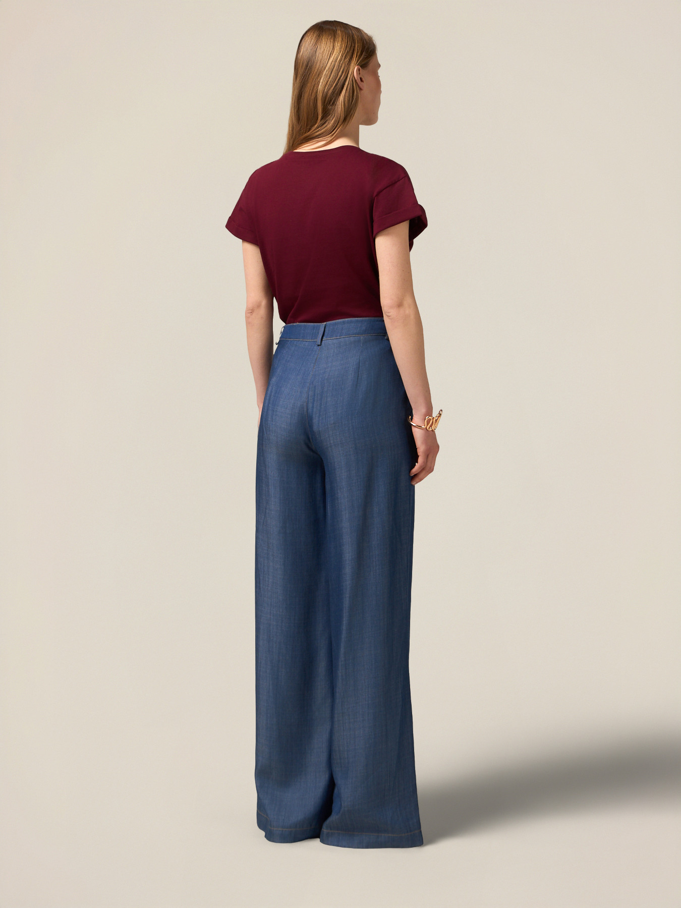 Palazzo-Jeans aus Tencel-Satin image number 1