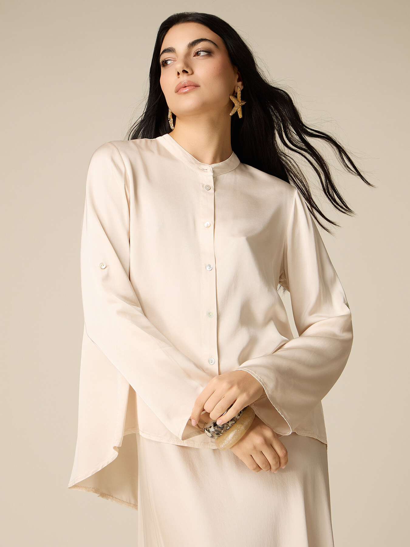 Blusa in raso di viscosa image number 0