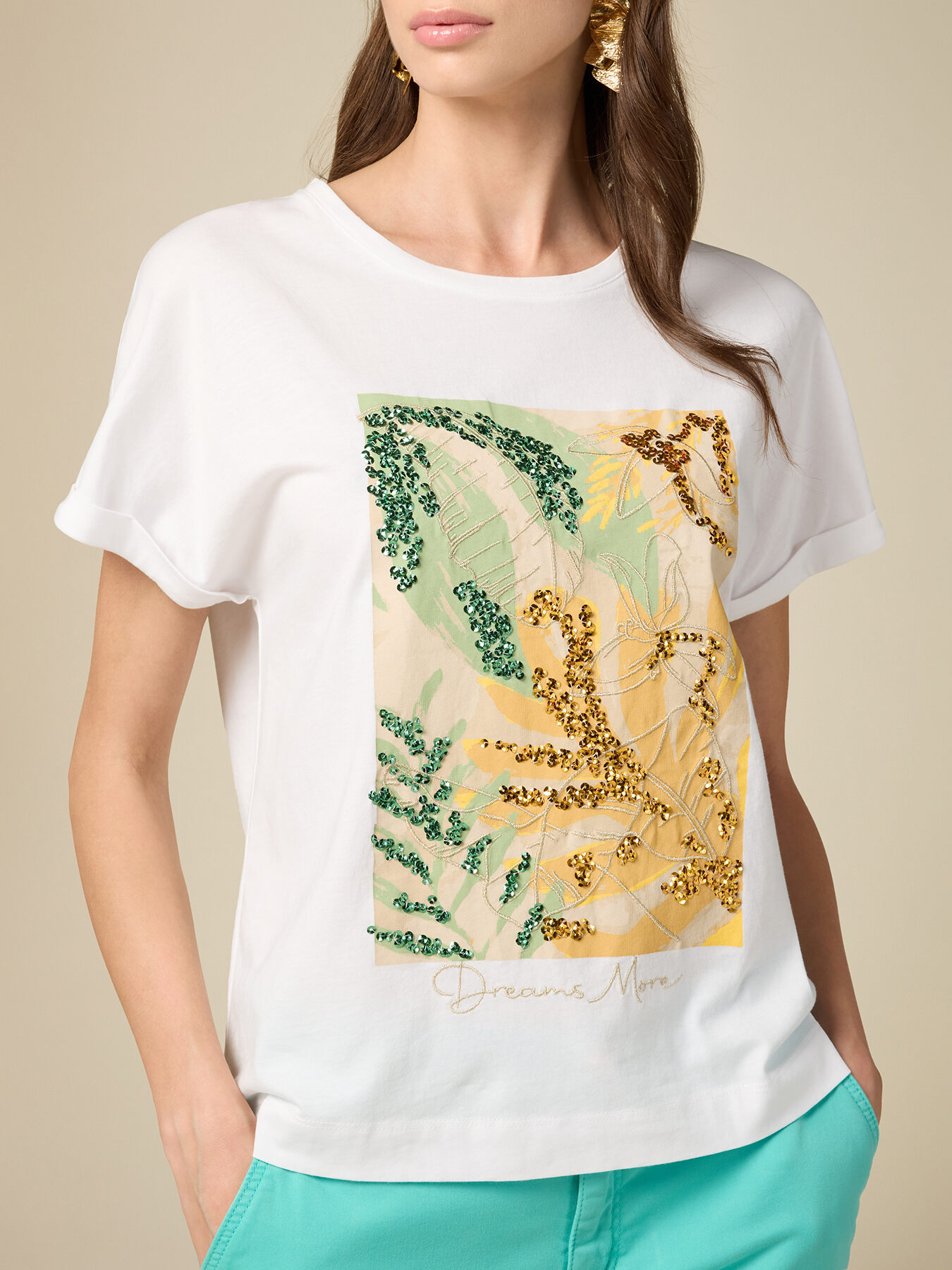 T-Shirt mit Stickerei und Pailletten image number 2
