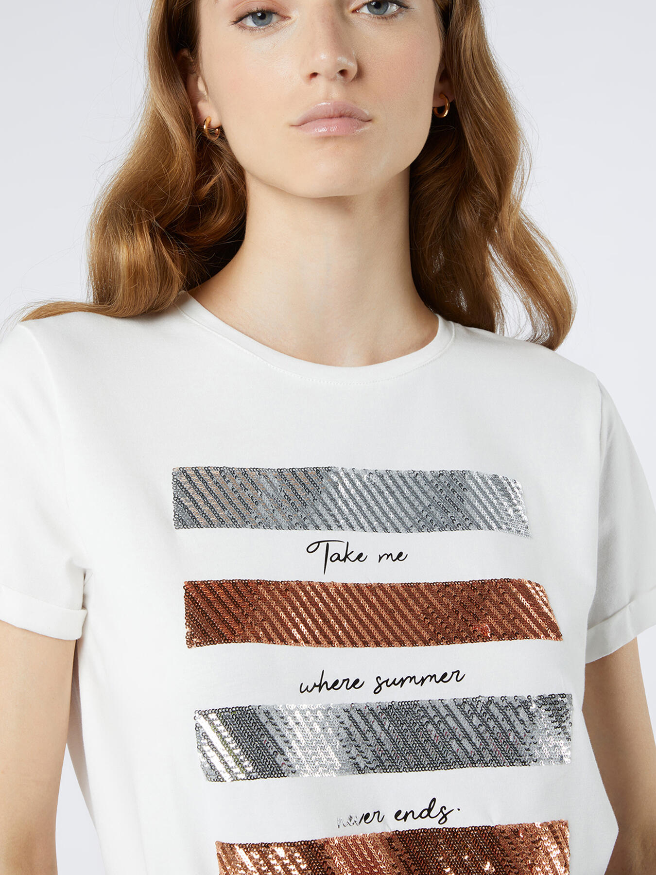T-shirt with sequin lettering image number 2