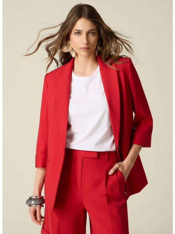 Viscose blend blazer with three-quarter sleeves
