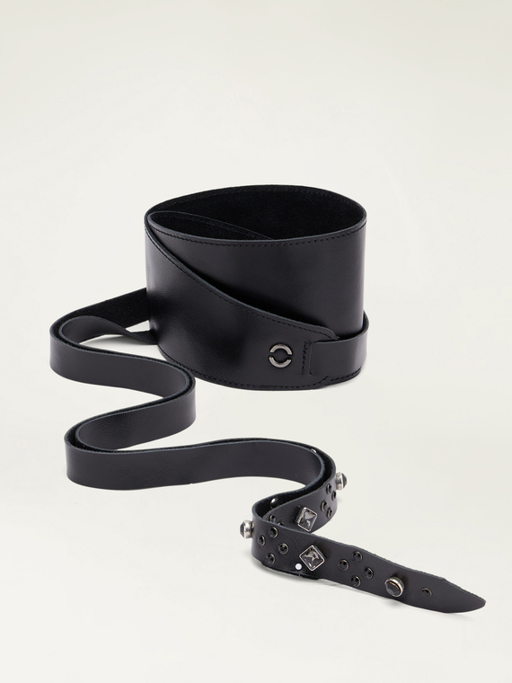 Ceinture en cuir v&eacute;ritable avec pierres