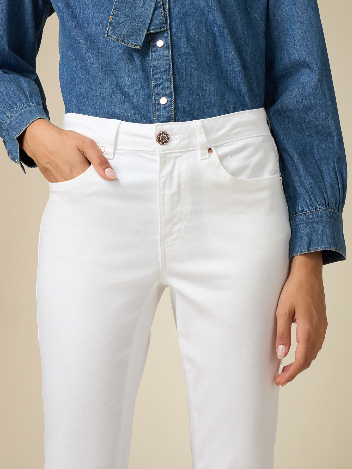 Pantalon skinny en tencel m&eacute;lang&eacute; image number 2