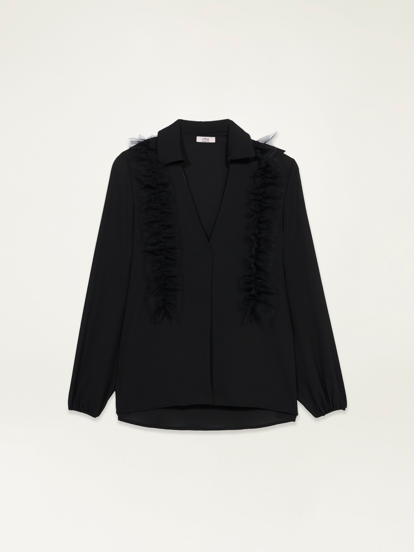Blouse with tulle ruching image number 3