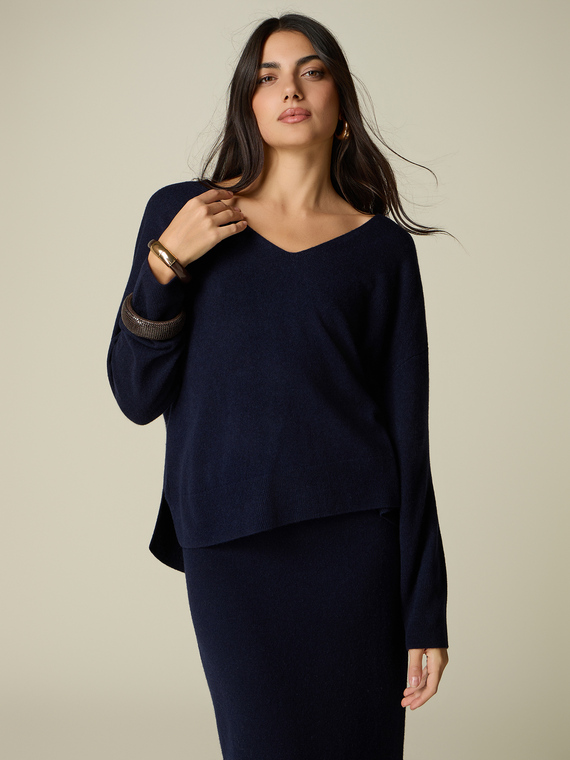 Pullover aus reiner Wolle mit V-Ausschnitt