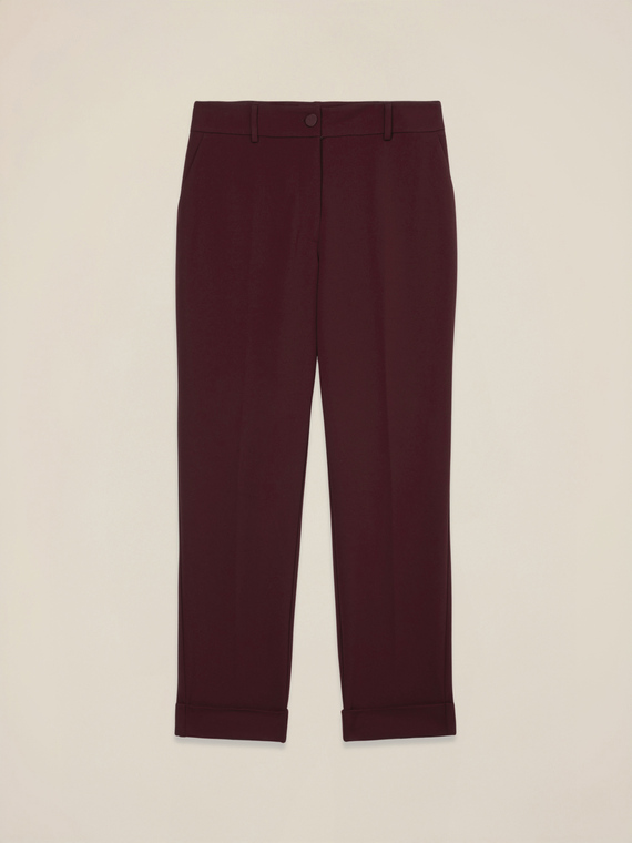 Cropped pants in cr&ecirc;pe fabric