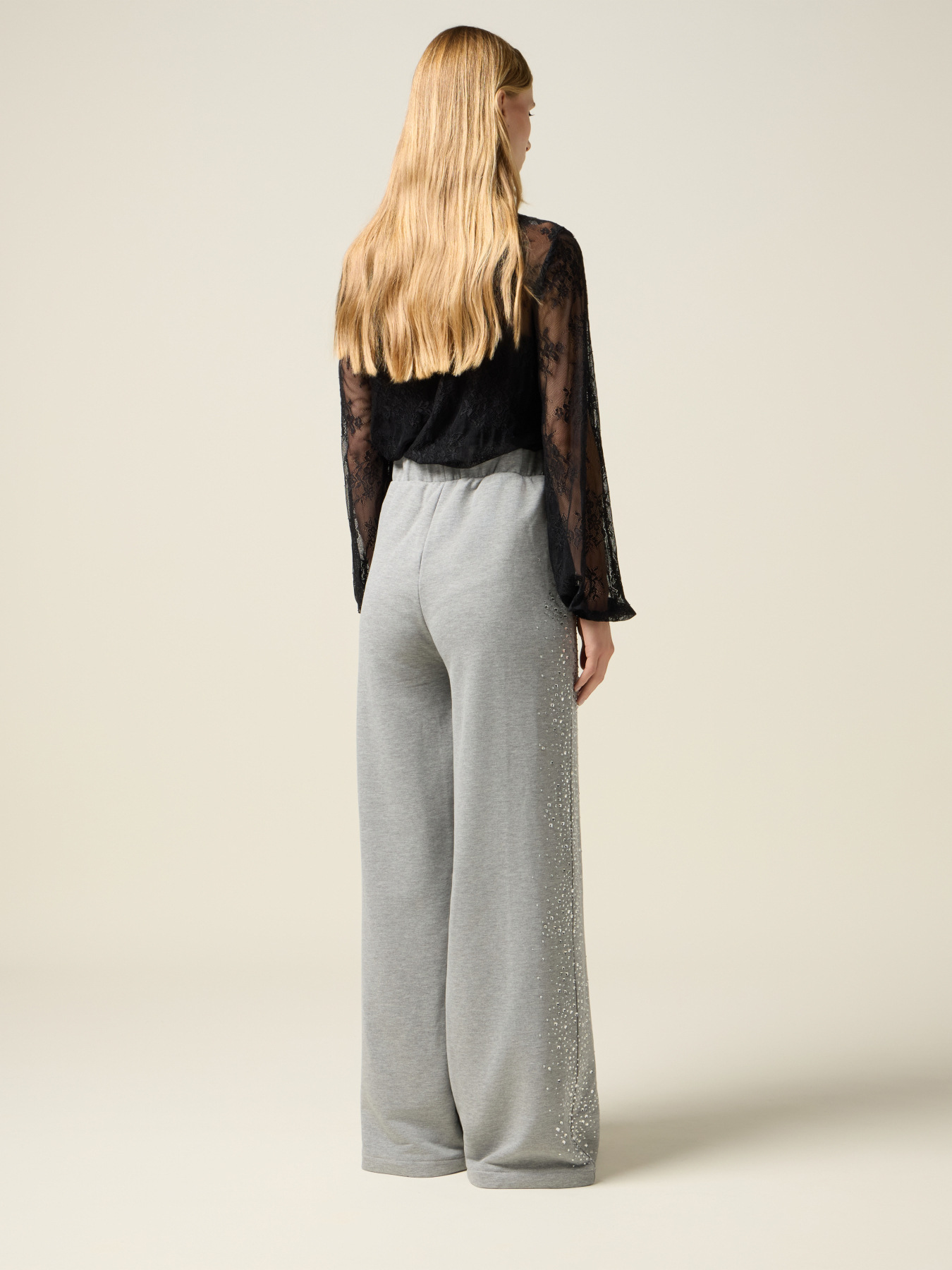 Crystal-embellished palazzo sweatpants image number 1