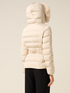 Down jacket with hood and waist belt image number 1