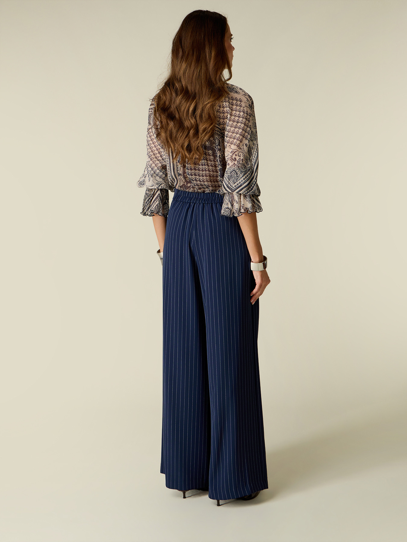 Pinstriped palazzo pants image number 1