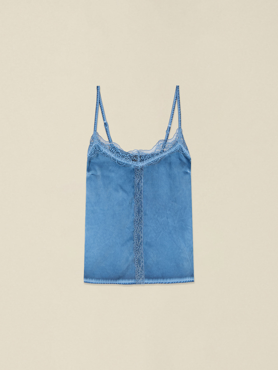 Top din satin cu efect decolorat