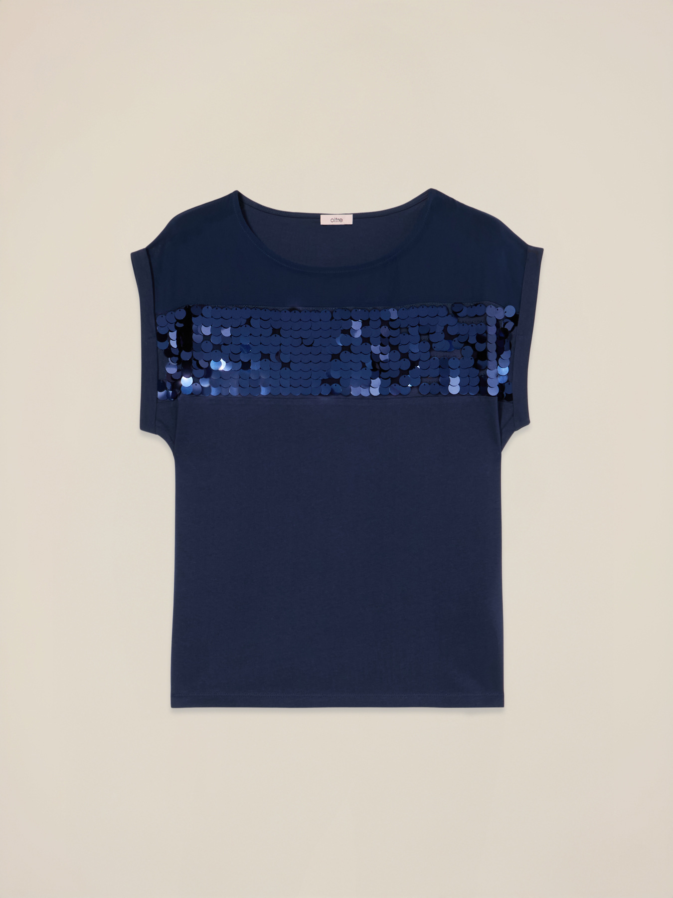T-shirt bimaterica con paillettes image number 3