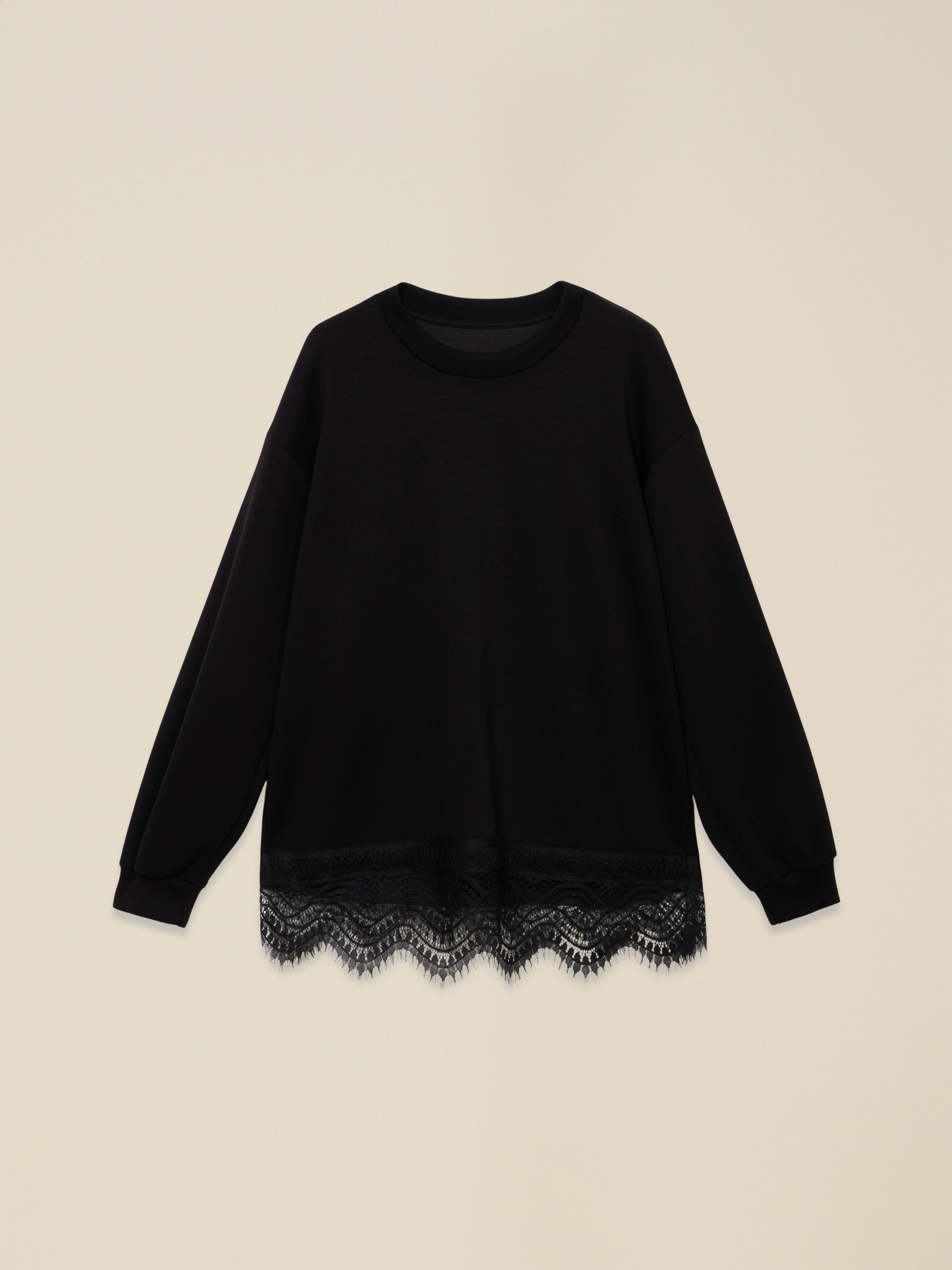 Felpa con bordo in pizzo image number 3