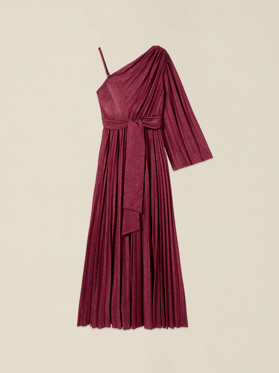 Einsschultriges Plissee-Kleid aus Lurex-Jersey