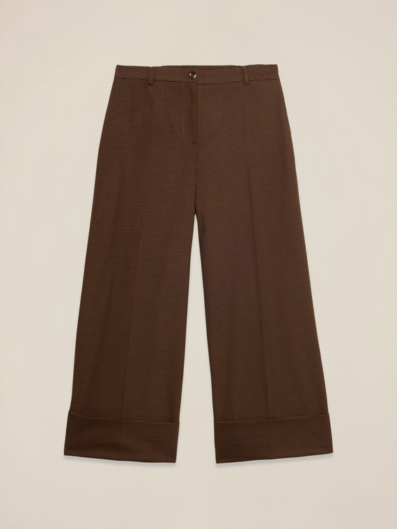 Pantalones cropped micro pata de gallo